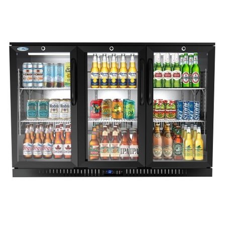 KOOLMORE 3 Door Back Bar Cooler Counter Height Glass Door Refrigerator with LED Lighting - 11 cu.ft, Black BC-3DSW-BK